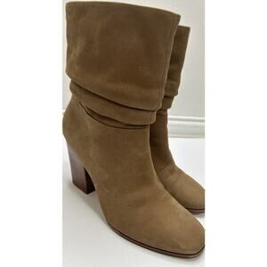 Sigerson Morrison Womens Block Heel Booties Brown Suede Size 7.5
